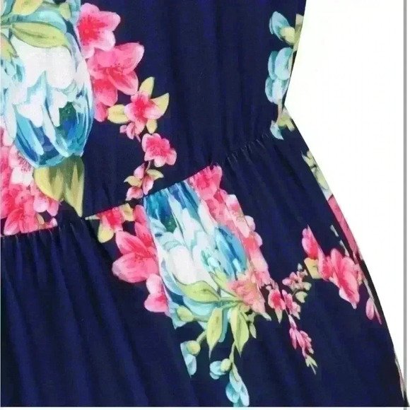 Casual Sleeveless Boho Floral Print Beach Party Long Maxi Dress - Picture 4 of 7